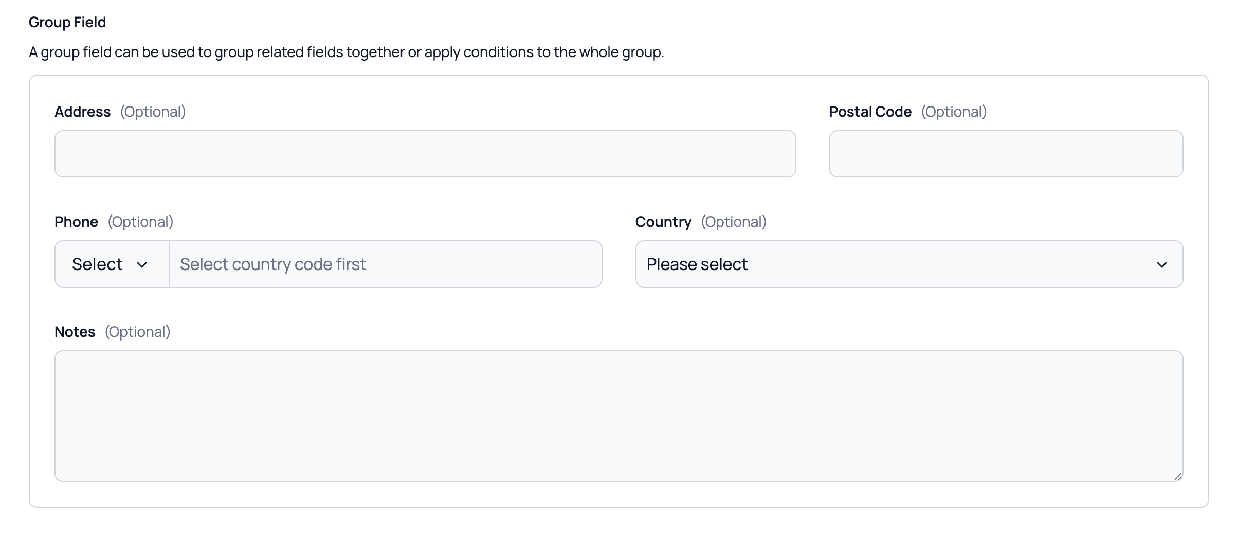 A group field example.