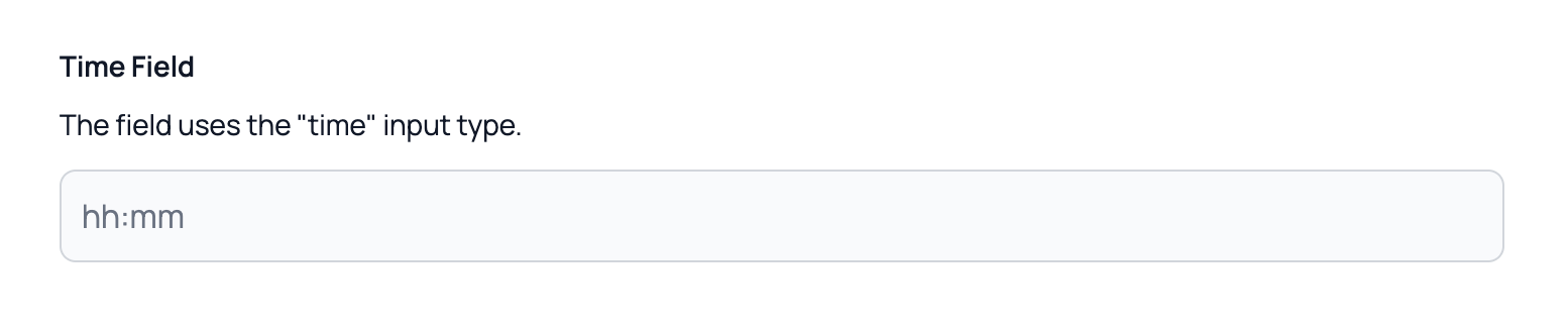 The time input field example that the code above creates.
